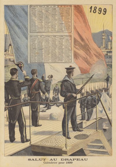 Salut au drapeau. Calendrier pour 1899 - French School